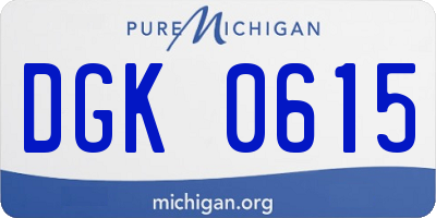 MI license plate DGK0615
