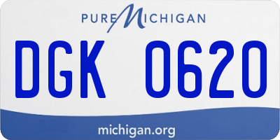 MI license plate DGK0620