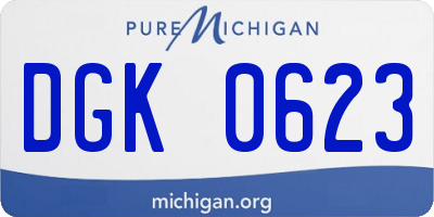 MI license plate DGK0623