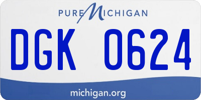 MI license plate DGK0624