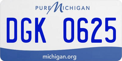 MI license plate DGK0625