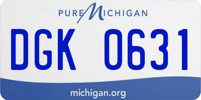 MI license plate DGK0631