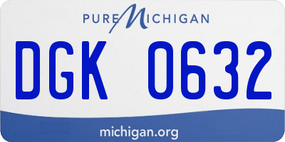 MI license plate DGK0632