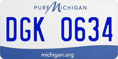 MI license plate DGK0634