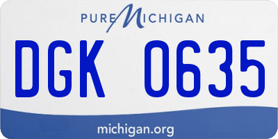 MI license plate DGK0635