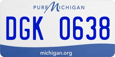 MI license plate DGK0638