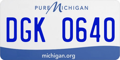 MI license plate DGK0640
