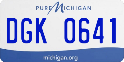 MI license plate DGK0641