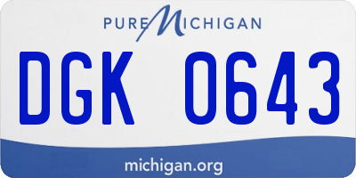 MI license plate DGK0643
