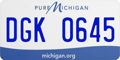 MI license plate DGK0645