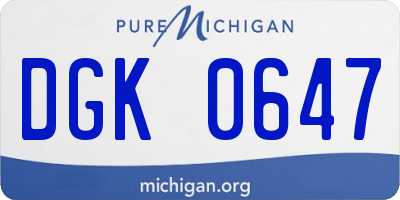 MI license plate DGK0647