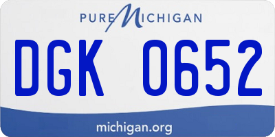 MI license plate DGK0652