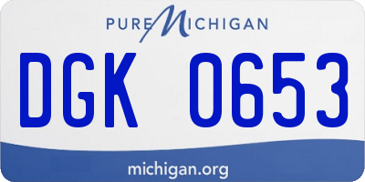 MI license plate DGK0653
