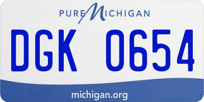 MI license plate DGK0654