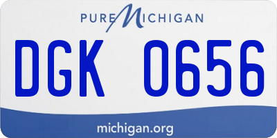 MI license plate DGK0656
