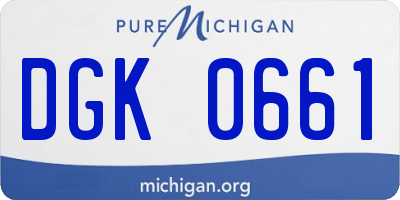 MI license plate DGK0661