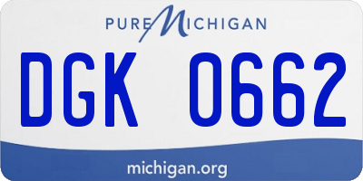 MI license plate DGK0662