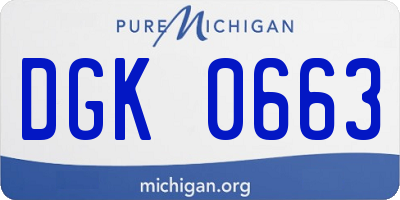 MI license plate DGK0663