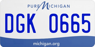 MI license plate DGK0665