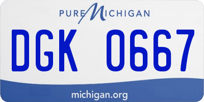 MI license plate DGK0667