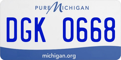 MI license plate DGK0668