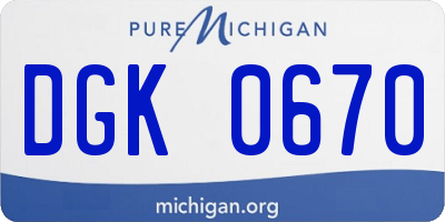MI license plate DGK0670