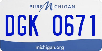 MI license plate DGK0671
