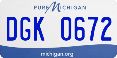 MI license plate DGK0672
