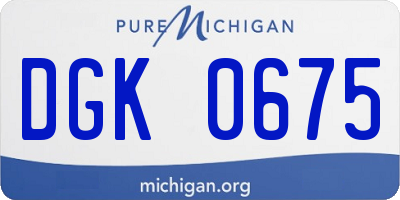 MI license plate DGK0675