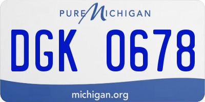 MI license plate DGK0678