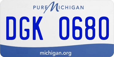 MI license plate DGK0680