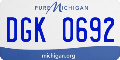 MI license plate DGK0692