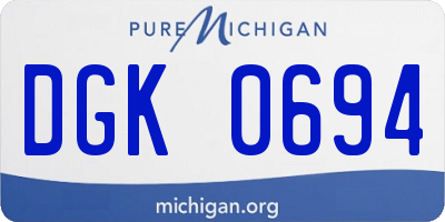 MI license plate DGK0694