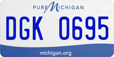 MI license plate DGK0695