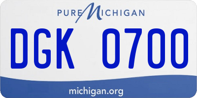 MI license plate DGK0700