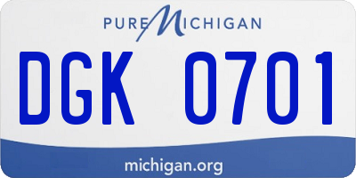 MI license plate DGK0701
