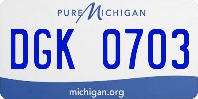 MI license plate DGK0703