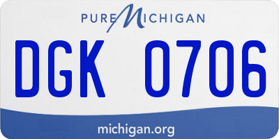 MI license plate DGK0706