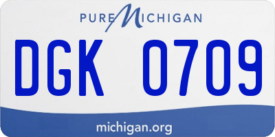 MI license plate DGK0709