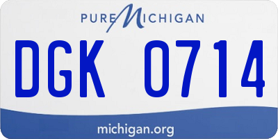 MI license plate DGK0714