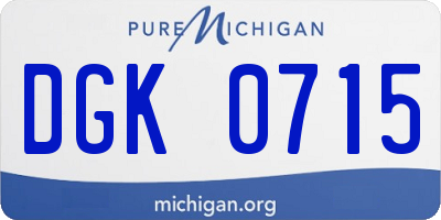 MI license plate DGK0715