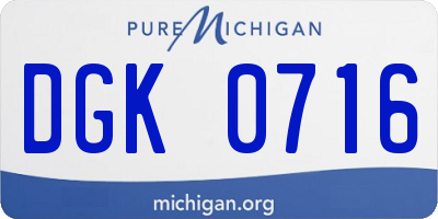 MI license plate DGK0716