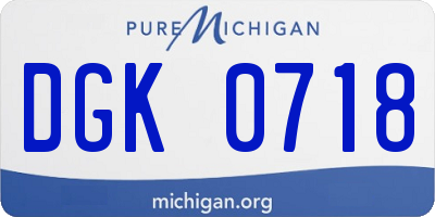 MI license plate DGK0718