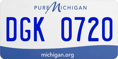 MI license plate DGK0720