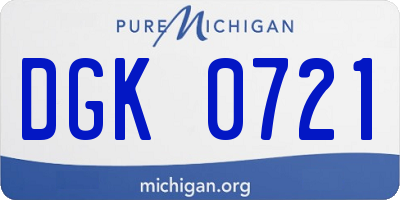 MI license plate DGK0721