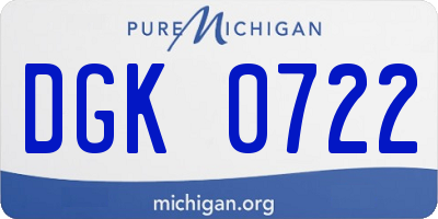 MI license plate DGK0722