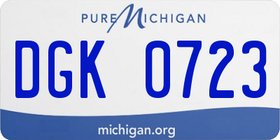 MI license plate DGK0723