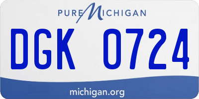 MI license plate DGK0724