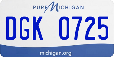 MI license plate DGK0725