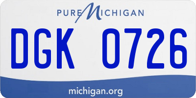 MI license plate DGK0726